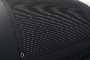 Close-up of a semi-flexible solar panel surface