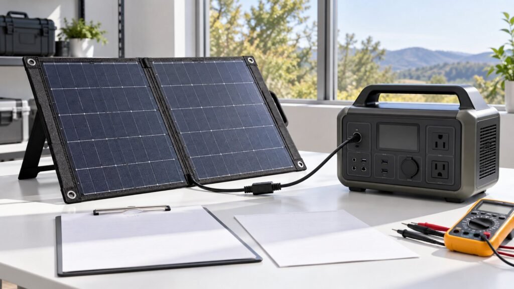 Compatibility check between a portable solar panel and power station