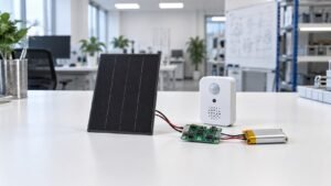 Indoor smart sensor powered by a compact perovskite photovoltaic module under LED lighting